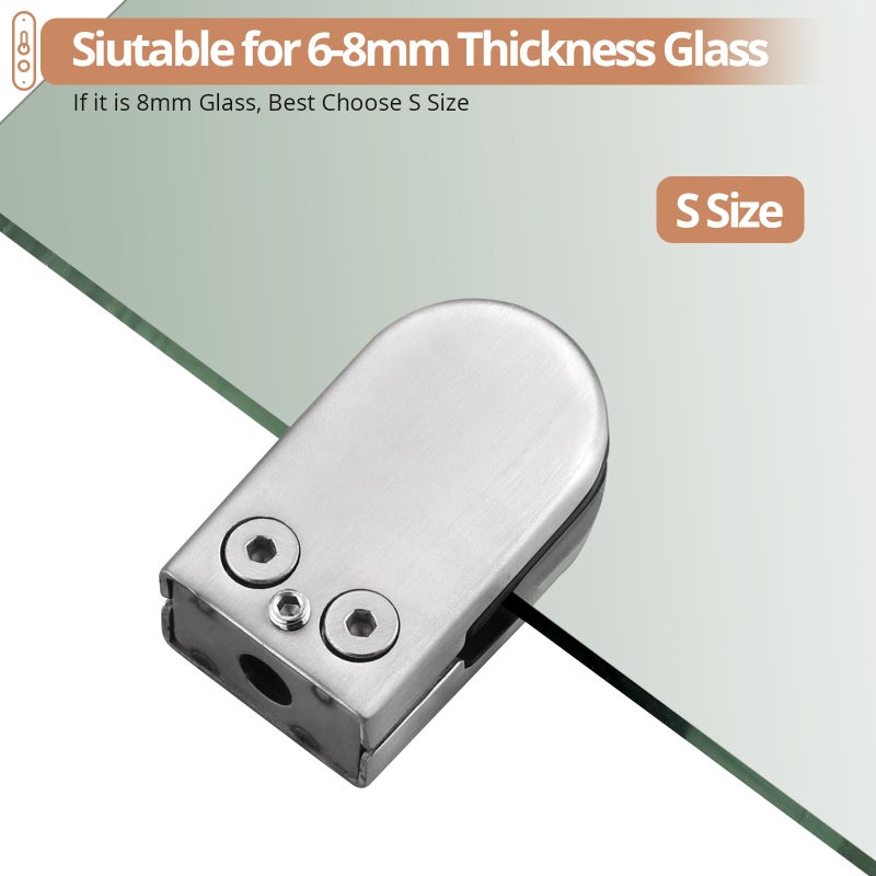 Kamtop Glass Clamp, 6-7mm Round Glass Clamp, Adjustable Bracket 304 Stainless Steel Clamps Flat Back for Balustrade Staircase Handrail, 8 PCS - Image 3
